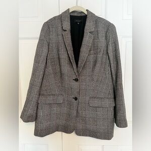 Talbots Plaid Wool Blend Blazer Women’s Size 12 Black White